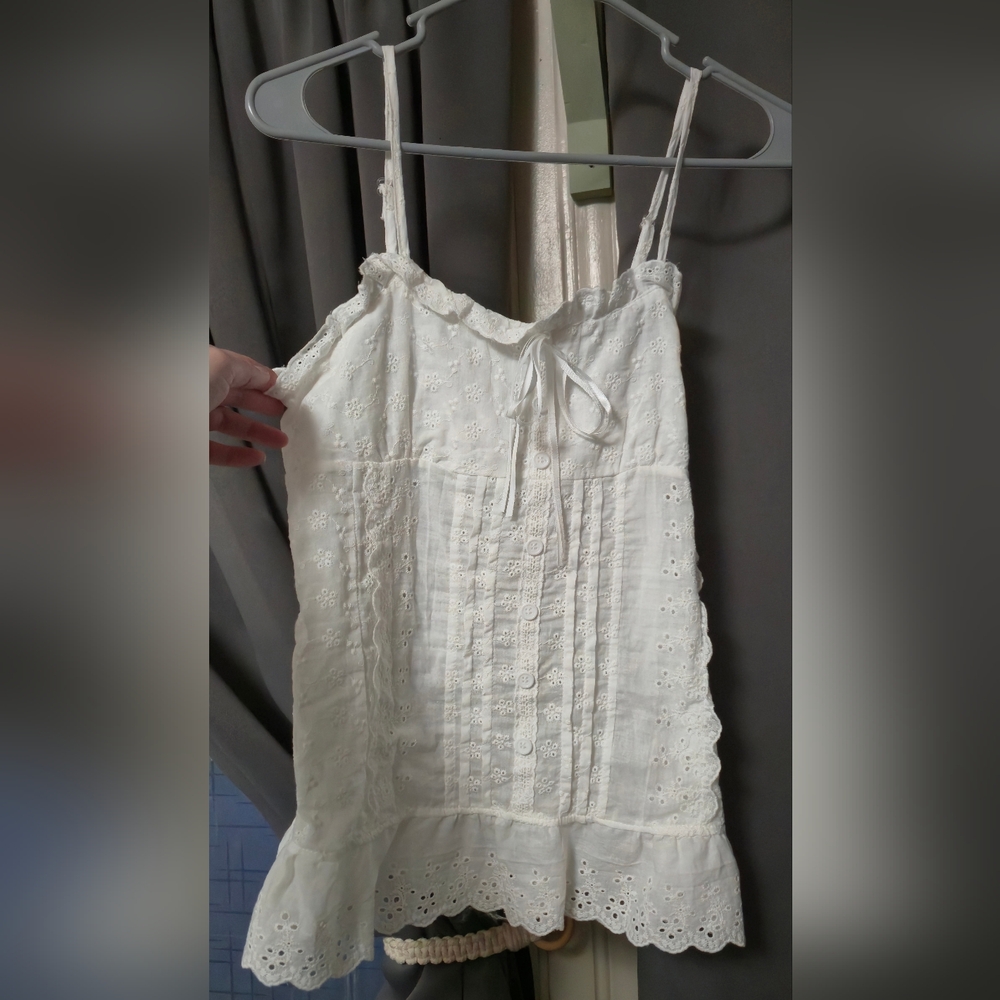 White Eyelet Lace Camisole Top